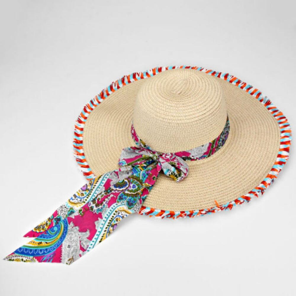 NEW Sun Hat w/ Scarf - Ivory